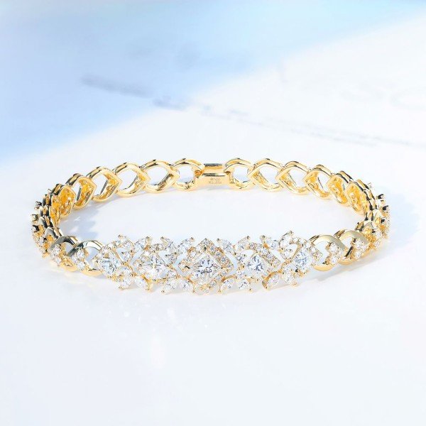 天然公主方豪華鑽石手鍊