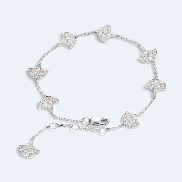 18k白銀杏葉鑽石手鏈 18k白銀杏葉鑽石手鏈