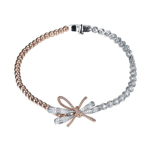 18K彩金蝴蝶結鑽石手鍊