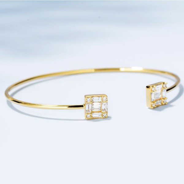 小清新18K金小梯方鑽石手鍊 小清新18K金小梯方鑽石手鍊