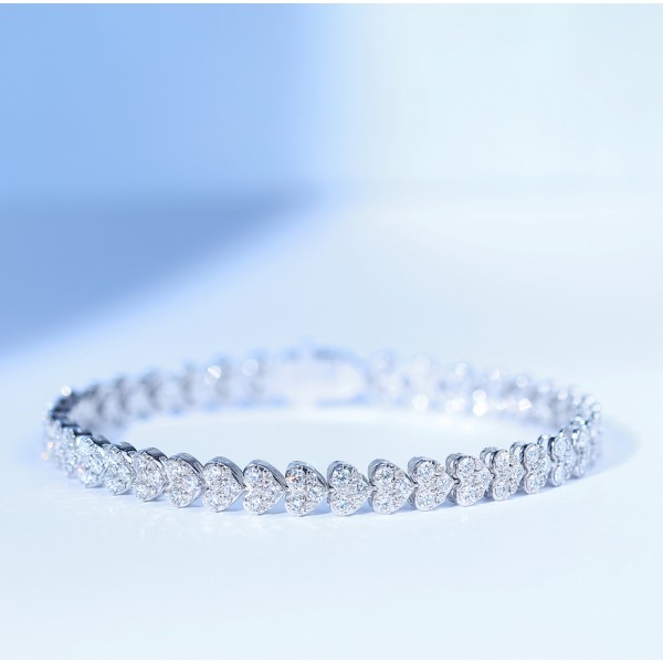 時尚3克拉心型鑽石手鍊 時尚3克拉心型鑽石手鍊