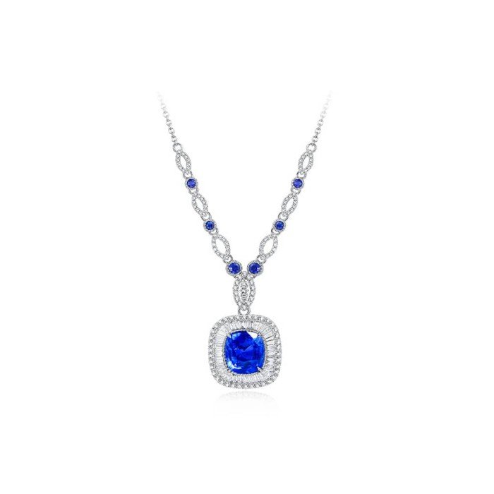 典雅藍寶石鑽石項鍊