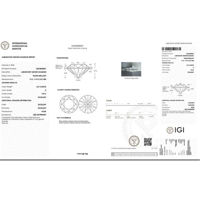 《IGI》3.01 克拉 D 色圓形裸鑽・培育鑽∣CVD∣未來鑽石