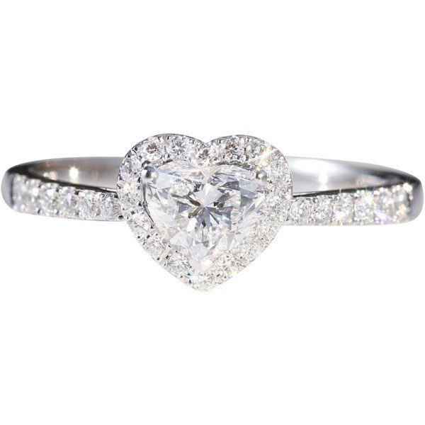 18K金甜美心形鑽戒