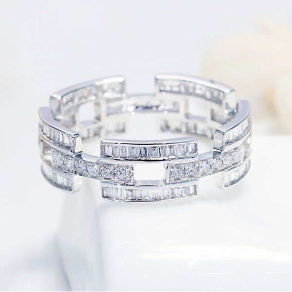 18K金鍊條款鑽石線戒