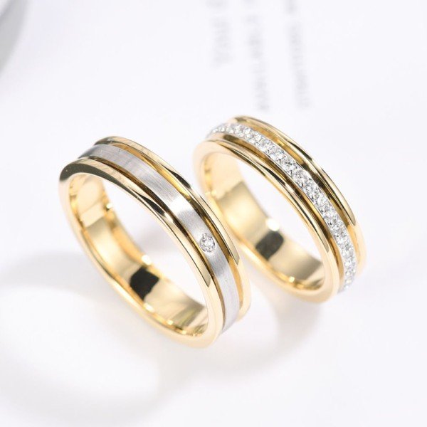 18K金天然鑽石男女對戒 18K金天然鑽石男女對戒