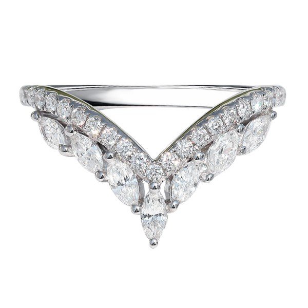 天然18K金馬眼V形鑽戒