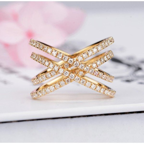 天然1克拉四排交叉鑽戒 天然1克拉四排交叉鑽戒