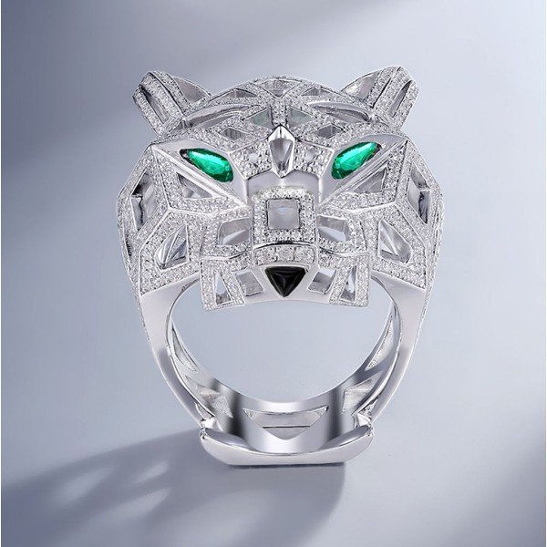 18k金獵豹簍空群鑲鑽戒 18k金獵豹簍空群鑲鑽戒