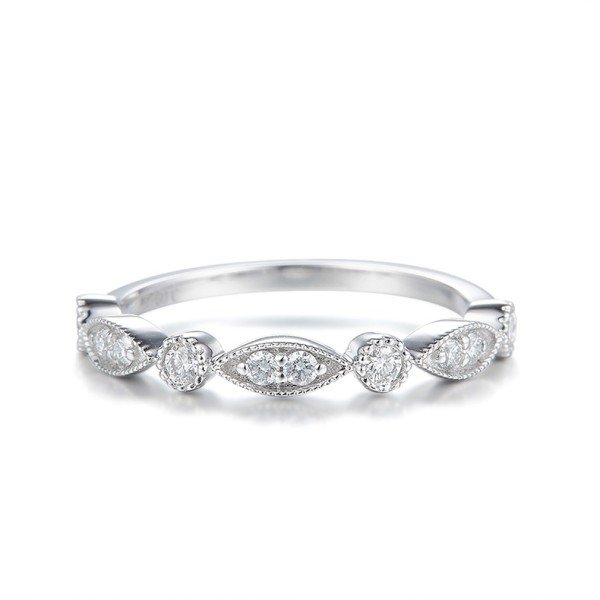 馬眼造型天然鑽石線戒