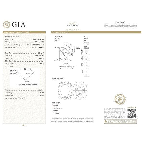 《GIA》1.00克拉枕形黃色彩鑽裸鑽|高品質黃色彩鑽推薦 《GIA》1.00克拉枕形黃色彩鑽裸鑽|高品質黃色彩鑽推薦