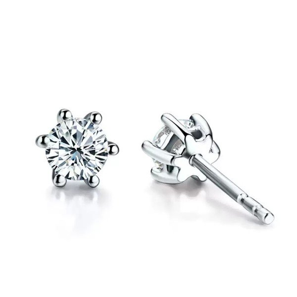 經典六爪1.0克拉鑽石耳環