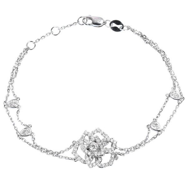 18K金玫瑰花鑽石手鍊