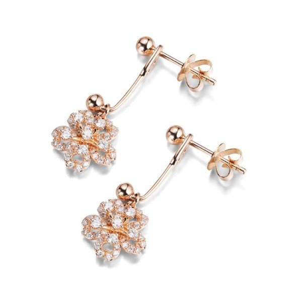 18K金櫻花款式鑽石耳環 18K金櫻花款式鑽石耳環