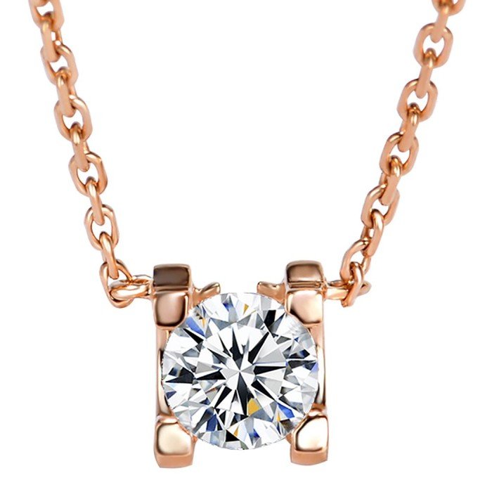 18K金天然牛頭款鑽石項鍊