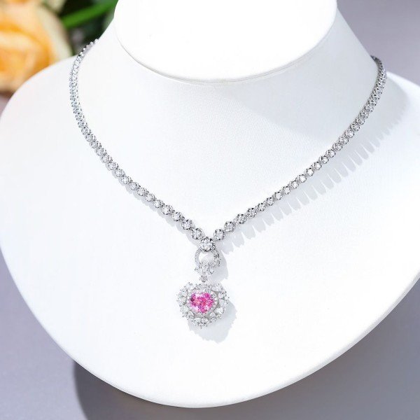 18K金V字形萬能扣鑽石項鍊