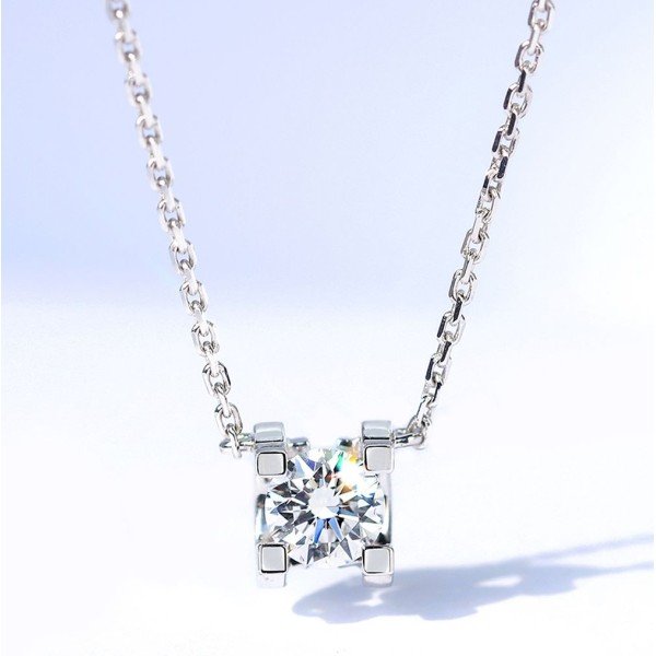 18K金天然牛頭款鑽石項鍊