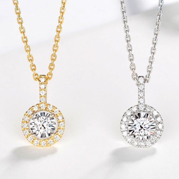 天然0.26克拉群鑲鑽石項鍊