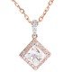 18K玫瑰金天然公主方形鑽石項鍊 18K玫瑰金天然公主方形鑽石項鍊