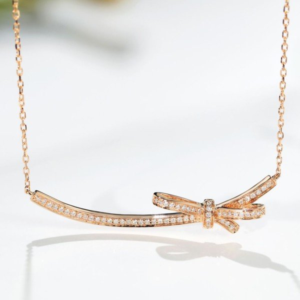 蝴蝶結天然0.26克拉鑽石鎖骨鍊 蝴蝶結天然0.26克拉鑽石鎖骨鍊