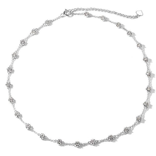 奢華18K金天然鑽石頸項鍊