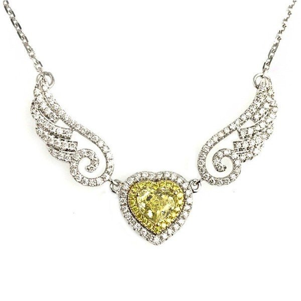 天使之翼18K金天然鑽石項鍊