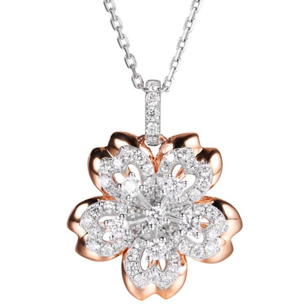 18K金櫻花款式鎖骨鑽石項鍊