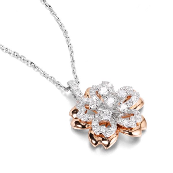 18K金櫻花款式鎖骨鑽石項鍊
