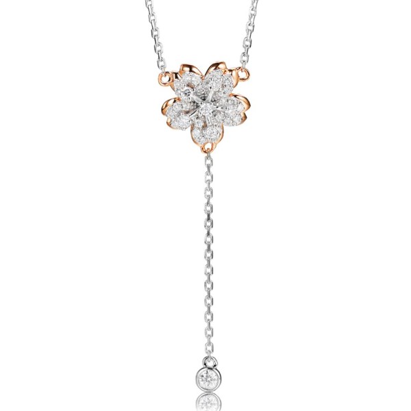 18K金山櫻花款式鑽石項鍊