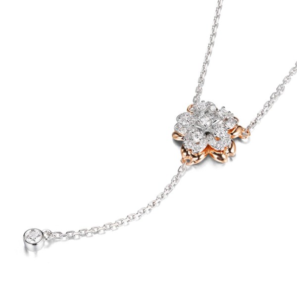 18K金山櫻花款式鑽石項鍊