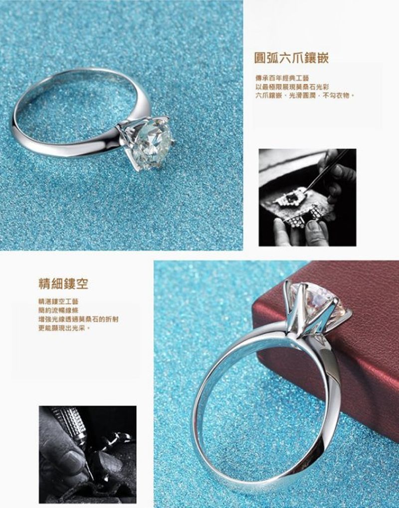 經典不敗款18K金1克拉莫桑石鑽戒 經典不敗款18K金1克拉莫桑石鑽戒